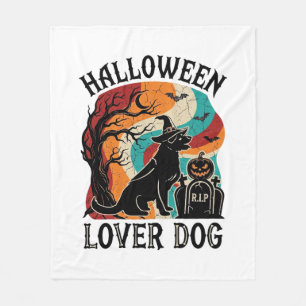 Halloween Lover Dog Witch Hat Pumpkin Tombstone_1 Fleece Blanket