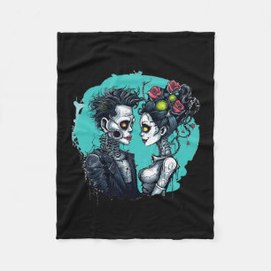 Halloween Lovers Frankenstein Skeleton Fleece Blanket