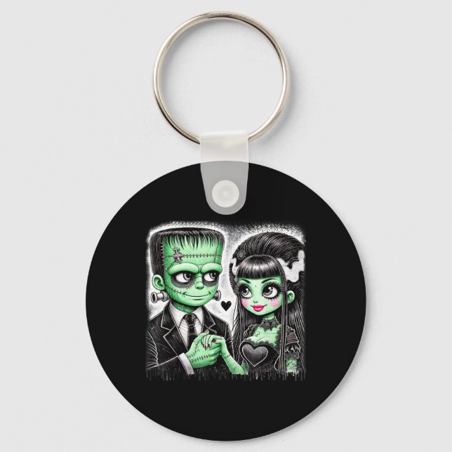 Halloween Lovers Frankenstein Skeleton for Men Key Ring (Front)