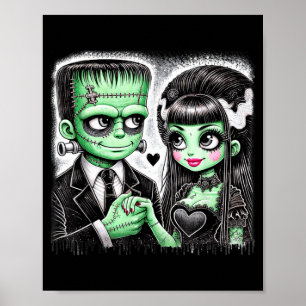 Halloween Lovers Frankenstein Skeleton for Men Poster