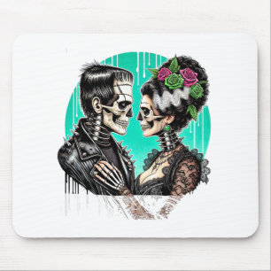 Halloween Lovers Frankenstein Skeleton For Men Wom Mouse Pad