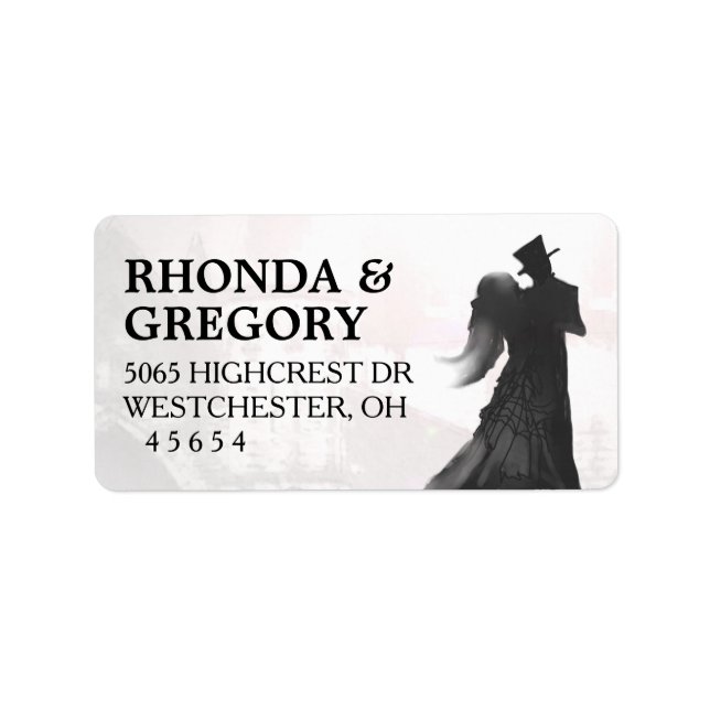 Halloween Lovers Silhouette Matching Wedding Label (Front)