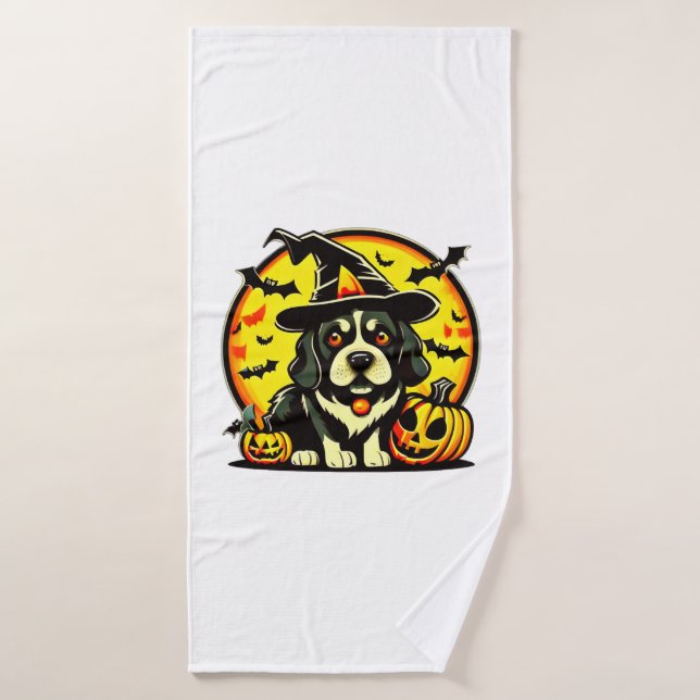 Halloween Lowchen dog Bath Towel (Bath Towel)