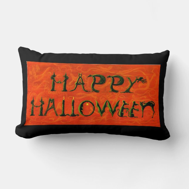 Halloween Lumbar Pillow REVERSIBLE (Front)
