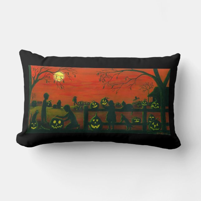 Halloween Lumbar Pillow REVERSIBLE (Front)