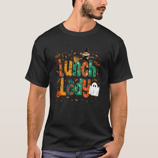 Halloween Lunch Lady Cafeteria Spooky Lunch Lady H T-Shirt (Front)