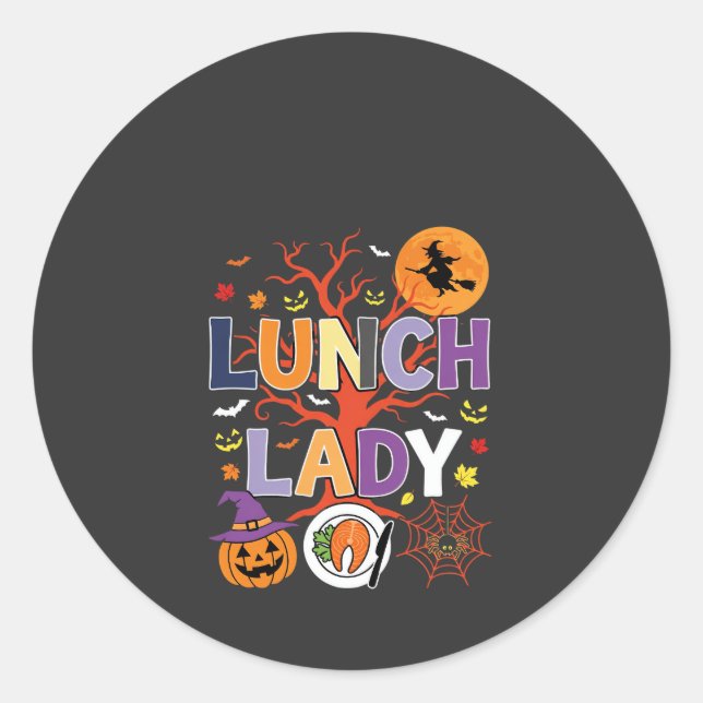 Halloween Lunch Lady Witch Kitchen Vector Classic Round Sticker (Front)
