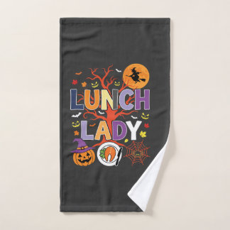 Halloween Lunch Lady Witch Kitchen Vector Hand Towel
