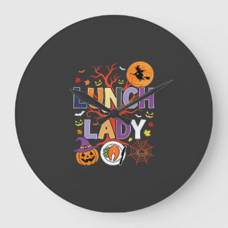 Halloween Lunch Lady Witch Kitchen Vector Large Clock