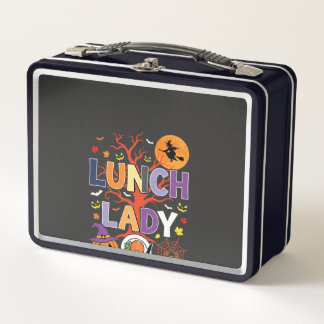 Halloween Lunch Lady Witch Kitchen Vector Metal Lunch Box