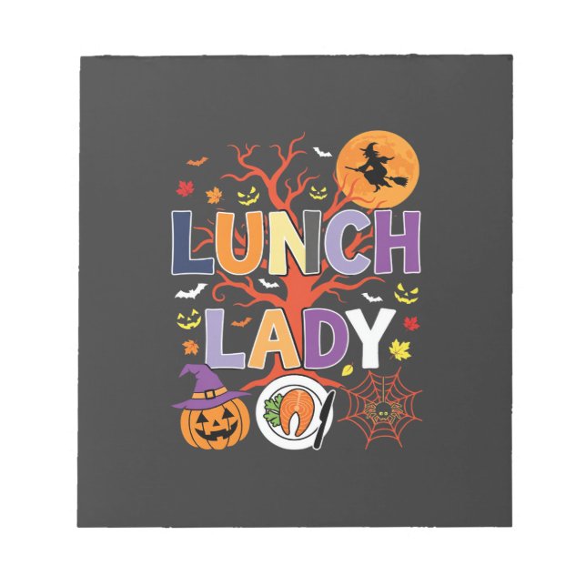 Halloween Lunch Lady Witch Kitchen Vector Notepad (Front)