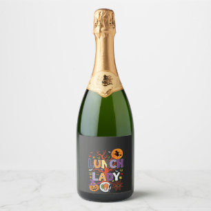 Halloween Lunch Lady Witch Kitchen Vector Sparkling Wine Label