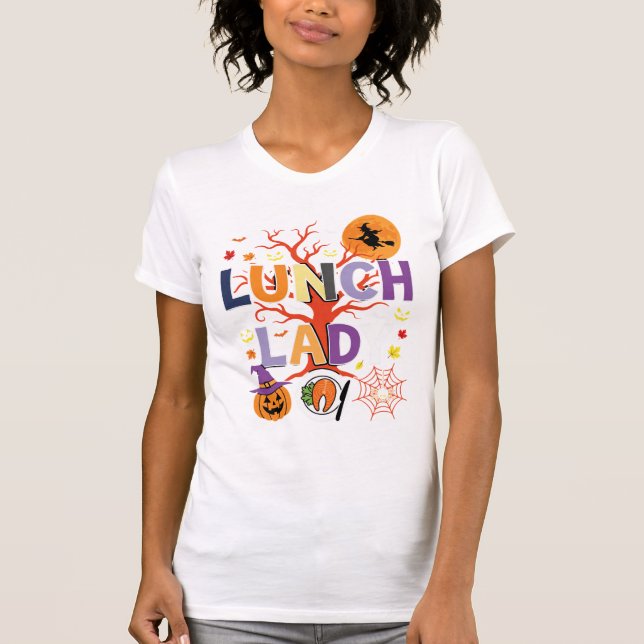 Halloween Lunch Lady Witch Kitchen Vector T-Shirt (Front)