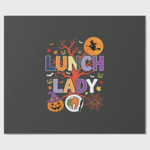Halloween Lunch Lady Witch Kitchen Vector Wrapping Paper