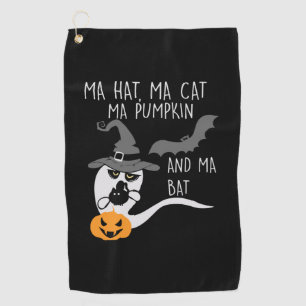 Halloween Ma Hat Ma Cat Birthday Golf Towel