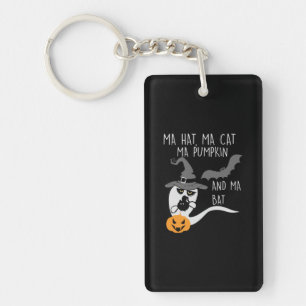 Halloween Ma Hat Ma Cat Birthday Key Ring