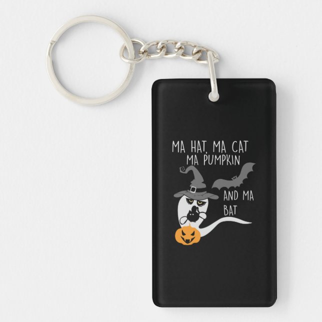 Halloween Ma Hat Ma Cat Birthday Key Ring (Front)