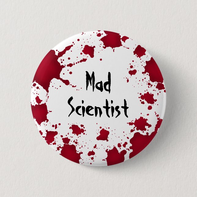 Halloween mad scientist 6 cm round badge (Front)