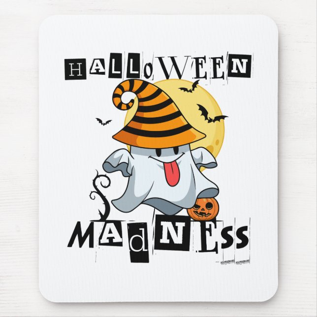 Halloween Madness Funny Ghost October Harvest Fun  Mouse Pad (Front)