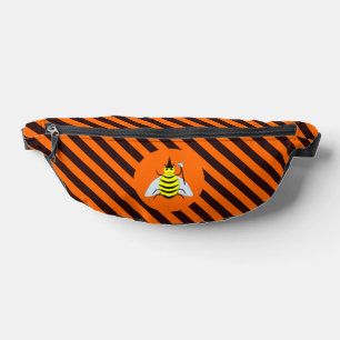Halloween Magic Bee Witch orange and Black Stripes Bum Bags