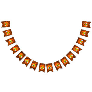 Halloween Magic Bee Witch Orange and Black Stripes Bunting