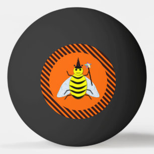 Halloween Magic Bee Witch orange and Black Stripes Ping Pong Ball