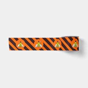 Halloween Magic Bee Witch Orange and Black Stripes Satin Ribbon