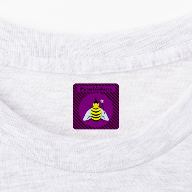 Halloween Magic Bee Wizard Purple and Black Stripe (Affixed)