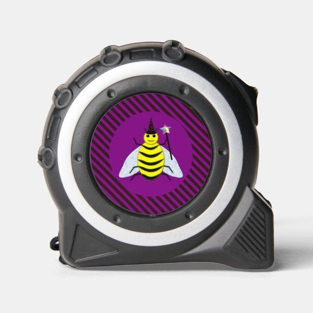 Halloween Magic Bee Wizard Purple and Black Stripe 1 (Front)