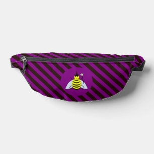 Halloween Magic Bee Wizard Purple and Black Stripe Bum Bags