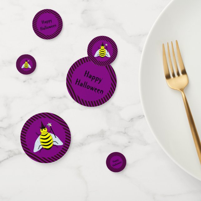 Halloween Magic Bee Wizard Purple and Black Stripe Confetti (Group)