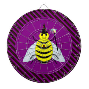 Halloween Magic Bee Wizard Purple and Black Stripe Dartboard