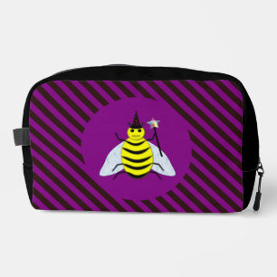 Halloween Magic Bee Wizard Purple and Black Stripe Dopp Kit