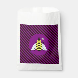 Halloween Magic Bee Wizard Purple and Black Stripe Favour Bag