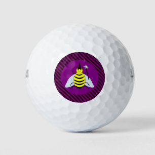 Halloween Magic Bee Wizard Purple and Black Stripe Golf Balls