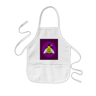 Halloween Magic Bee Wizard Purple and Black Stripe Kids Apron