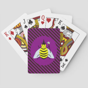 Halloween Magic Bee Wizard Purple and Black Stripe Playing Cards