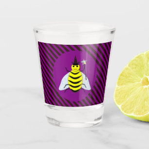 Halloween Magic Bee Wizard Purple and Black Stripe Shot Glass