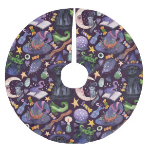 Halloween magic: dark hand-drawn pattern. brushed polyester tree skirt