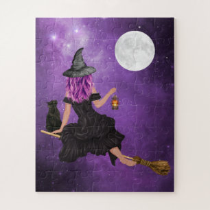 Halloween  Magic Flying Witch Jigsaw Puzzle