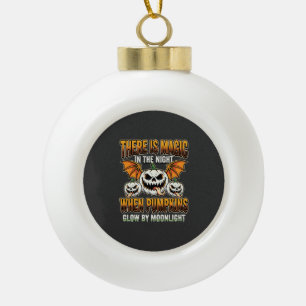 Halloween Magic Pumpkin Moonlight Horror Vector Ceramic Ball Christmas Ornament