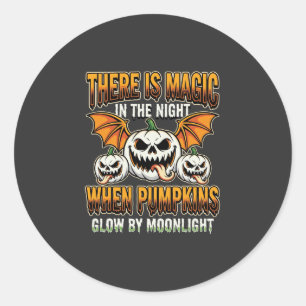 Halloween Magic Pumpkin Moonlight Horror Vector Classic Round Sticker