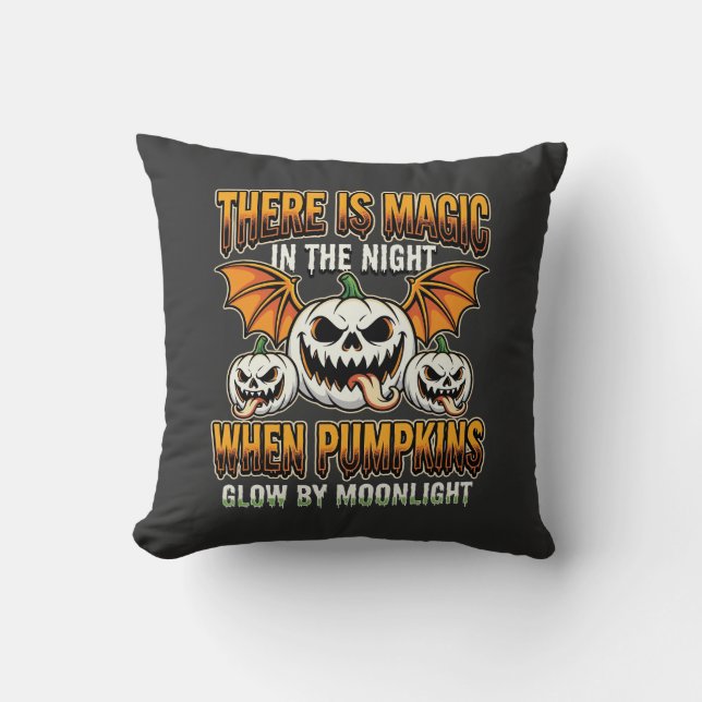 Halloween Magic Pumpkin Moonlight Horror Vector Cushion (Front)