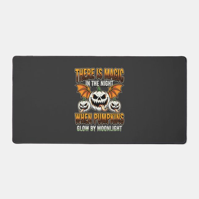 Halloween Magic Pumpkin Moonlight Horror Vector Desk Mat (Front)