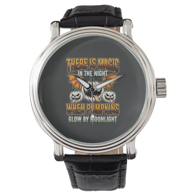 Halloween Magic Pumpkin Moonlight Horror Vector Watch (Front)