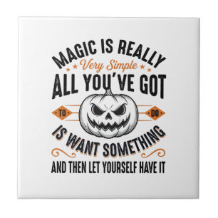 Halloween Magic Pumpkin Vintage Vector Shirt Desig Ceramic Tile
