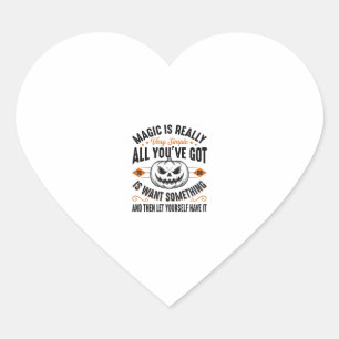 Halloween Magic Pumpkin Vintage Vector Shirt Desig Heart Sticker