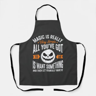 Halloween Magic Quote Pumpkin Face Design Apron