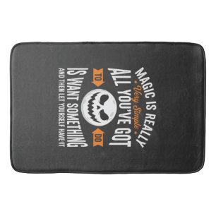 Halloween Magic Quote Pumpkin Face Design Bath Mat