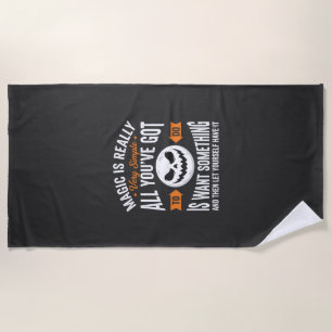 Halloween Magic Quote Pumpkin Face Design Beach Towel